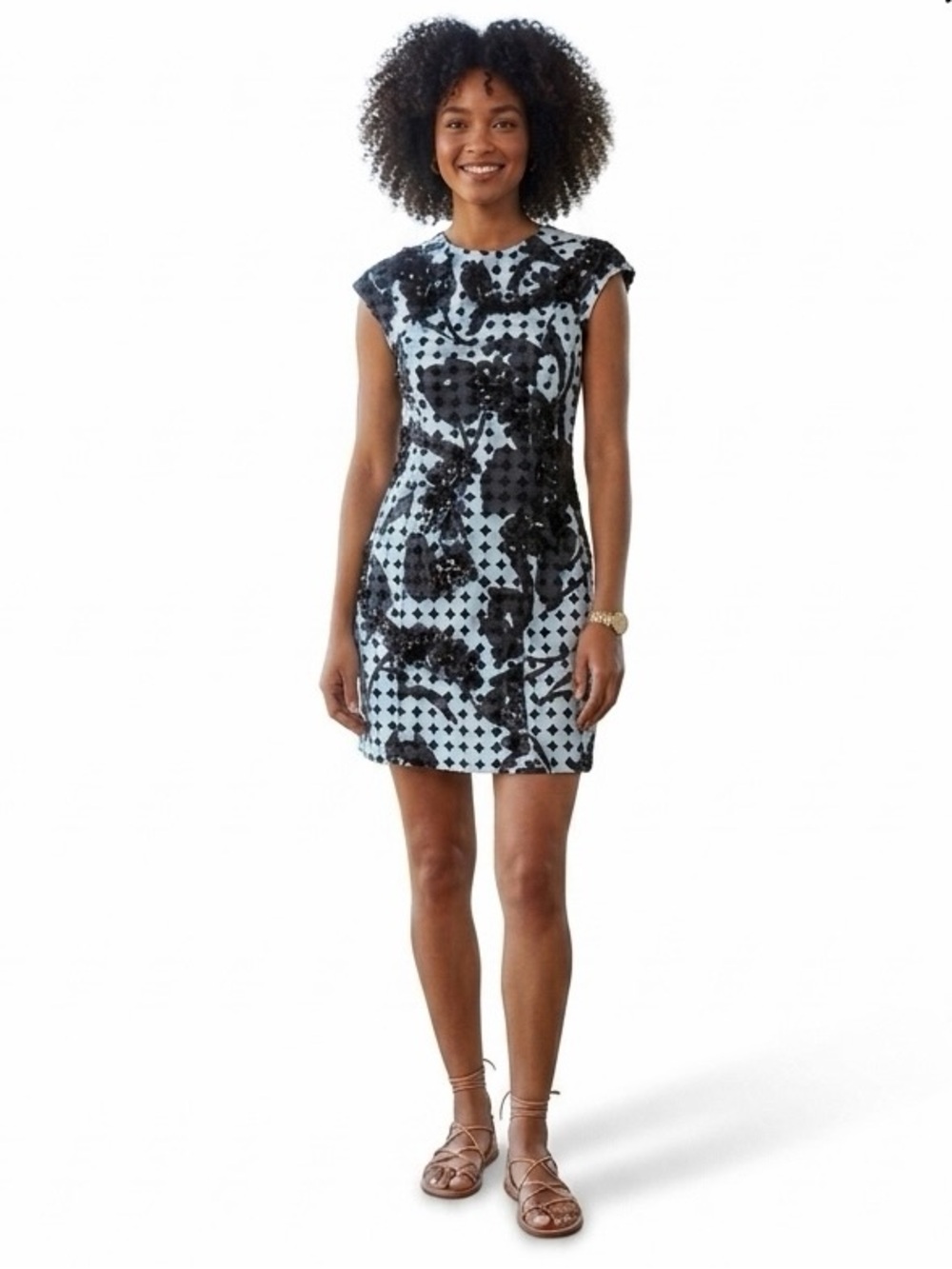 Anthropologie Sachin + Babi Noir Yendry 3D‎ Sequin Floral Dress - Blue/Black